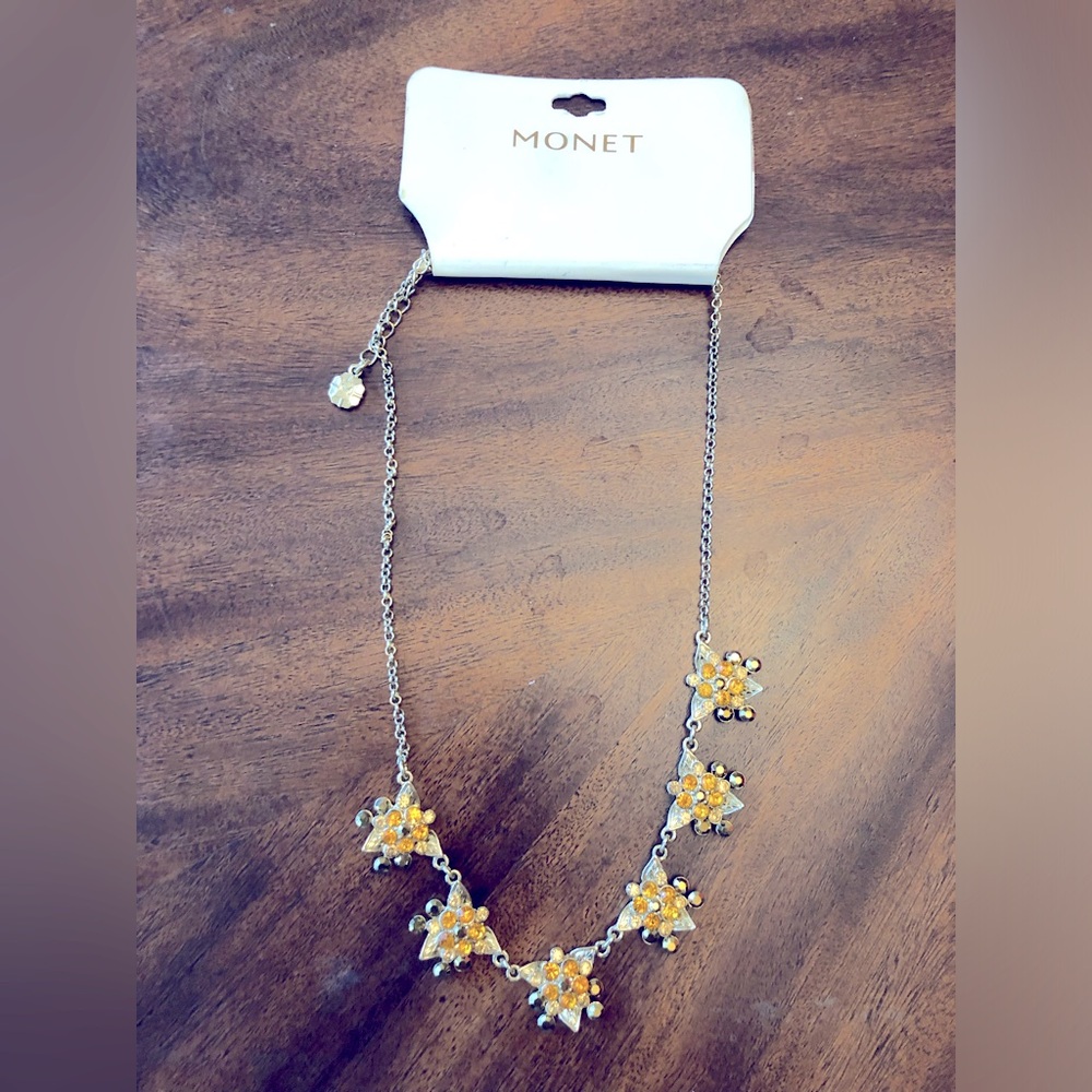 MONET Gold Copper Orange Flowers Necklace JCPenny